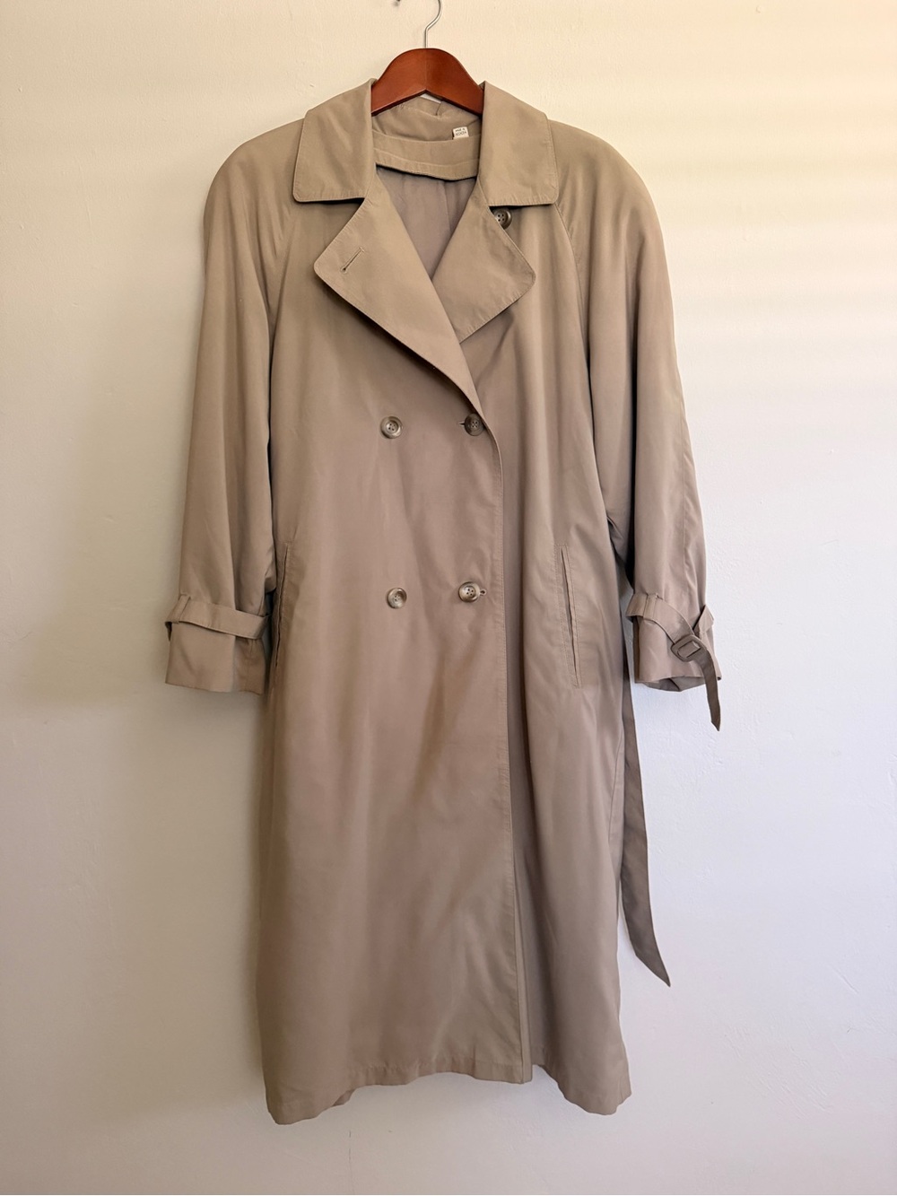 London Fog Tan Double Breasted Belted Trench Coat Women’s Petite 10 Classic